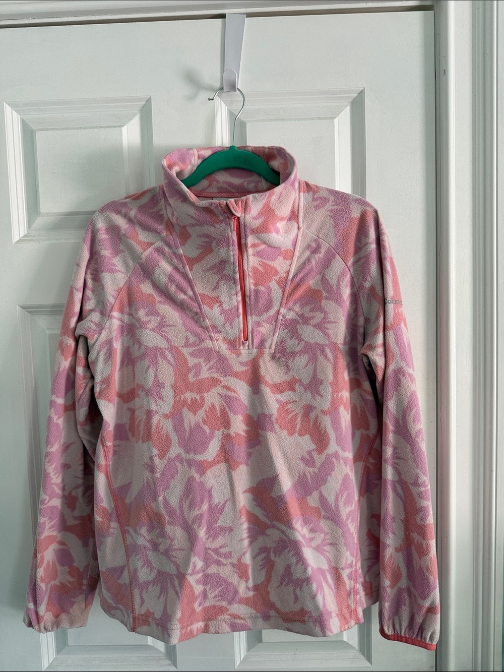 Columbia Women's Pink Floral Quarter-Zip Pullover Sweater